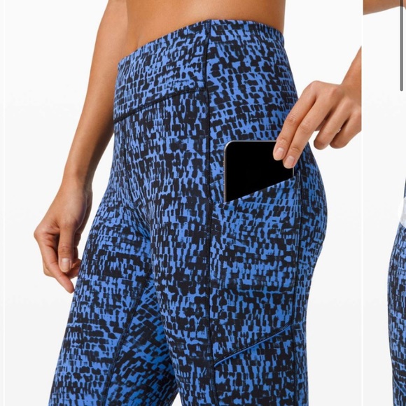 Lululemon Speed Up Tight 28" Urban Block Wild Bluebell Black leggings pockets - Picture 4 of 12